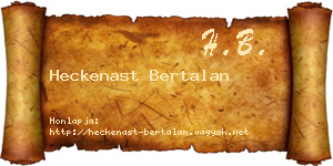 Heckenast Bertalan névjegykártya